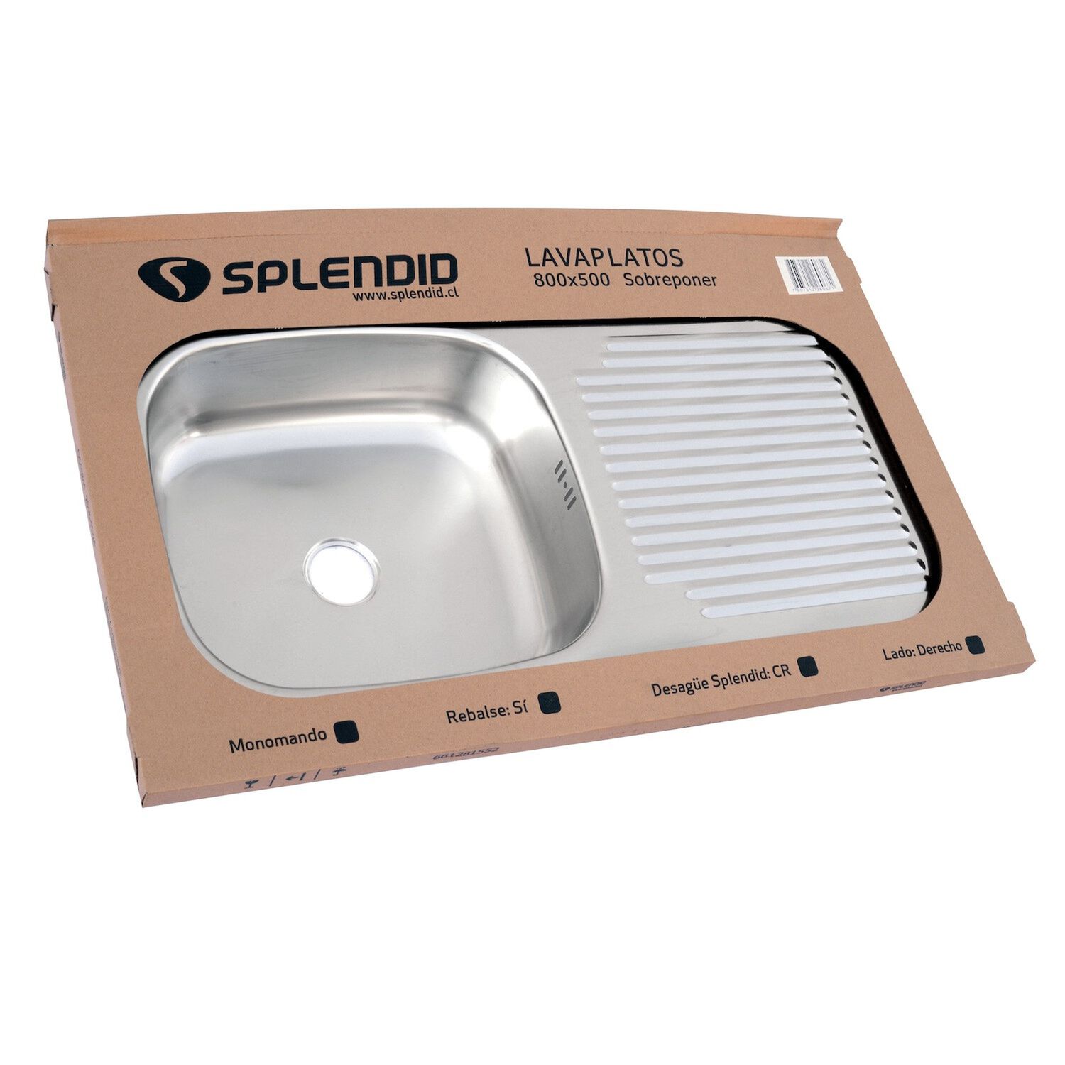 Lavaplatos Sobreponer 800x500 Derecho Monomando Splendid image number 3.0