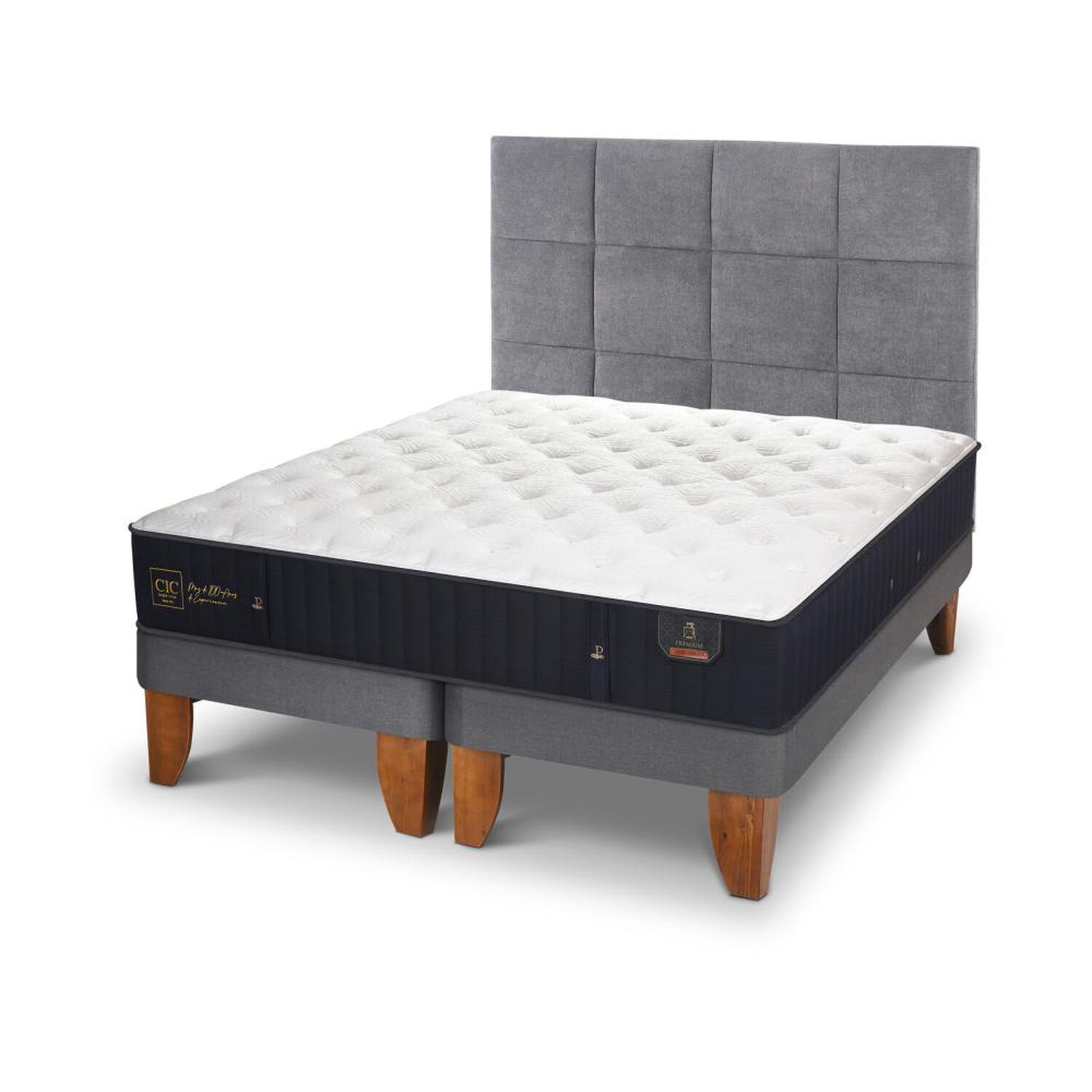 Cama Europea Cic Premium / 2 Plazas / Base Dividida + Respaldo image number 1.0