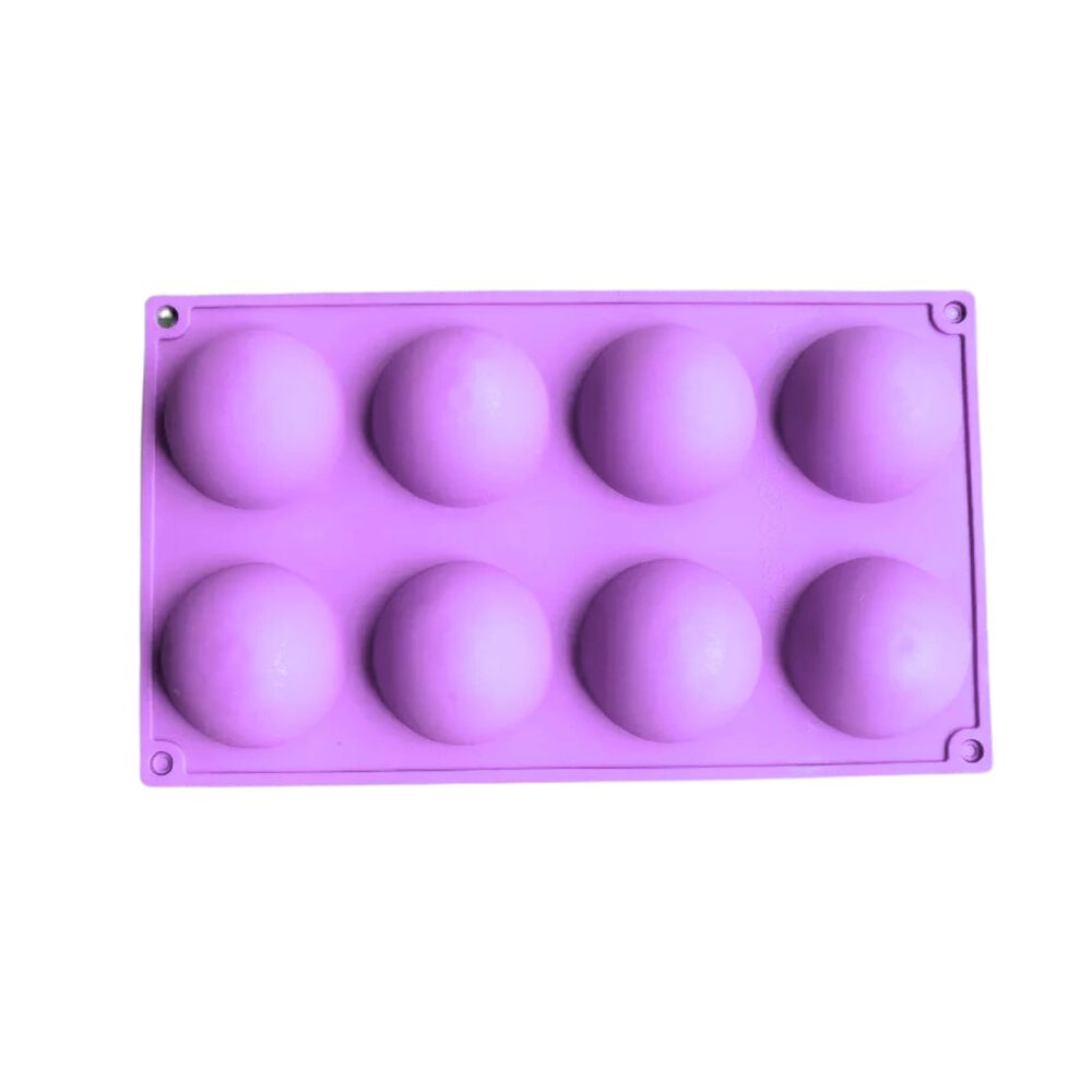 Molde De Silicona Con 8 Medias Esferas Morado Para Chocolate image number 3.0