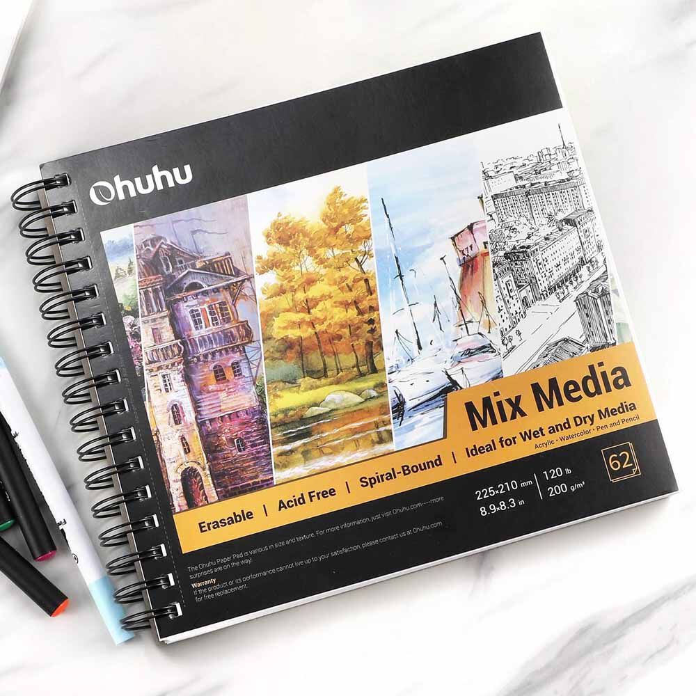 Ohuhu Block Espira (22x21 Cm, 62 Hojas) 120 Lb/200 Gsm image number 5.0