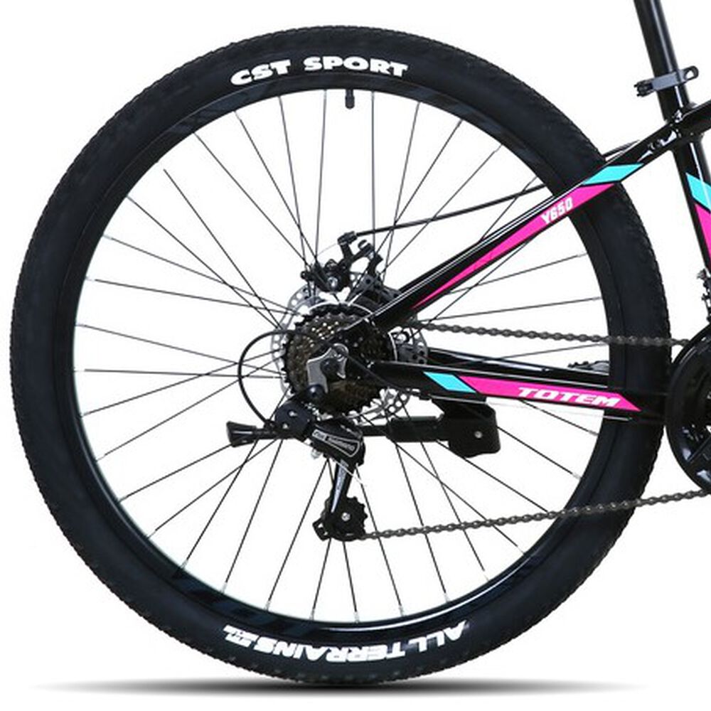 Bicicleta Totem Mtb Aro 26 Modelo Y650 Negro Rosa image number 3.0