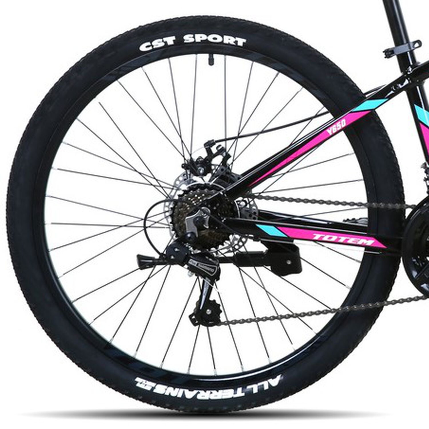 Bicicleta Totem Mtb Aro 26 Modelo Y650 Negro Rosa image number 3.0