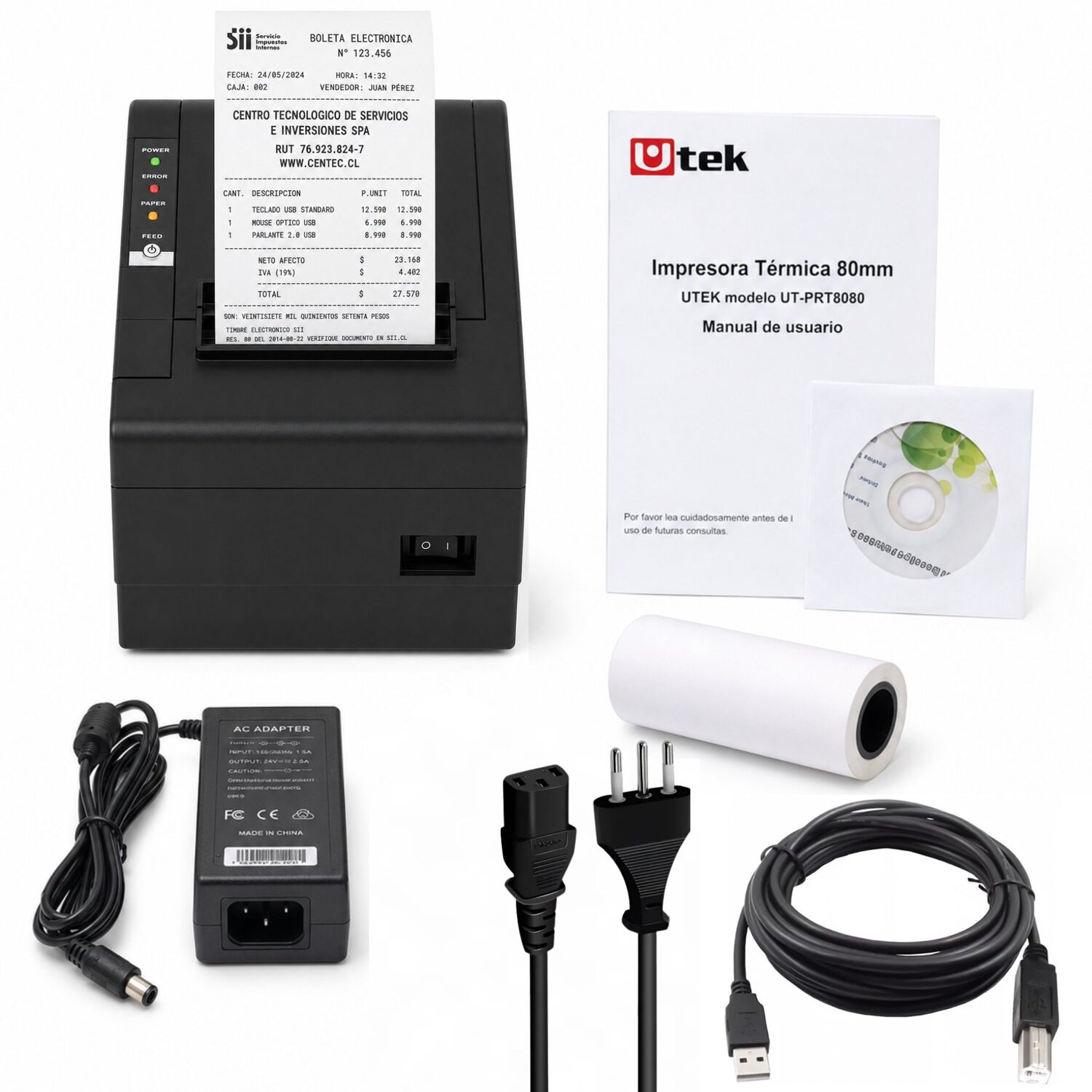 Impresora T&eacute;rmica Profesional 80mm Utek Usb / Lan Ut-prt8080 image number 7.0