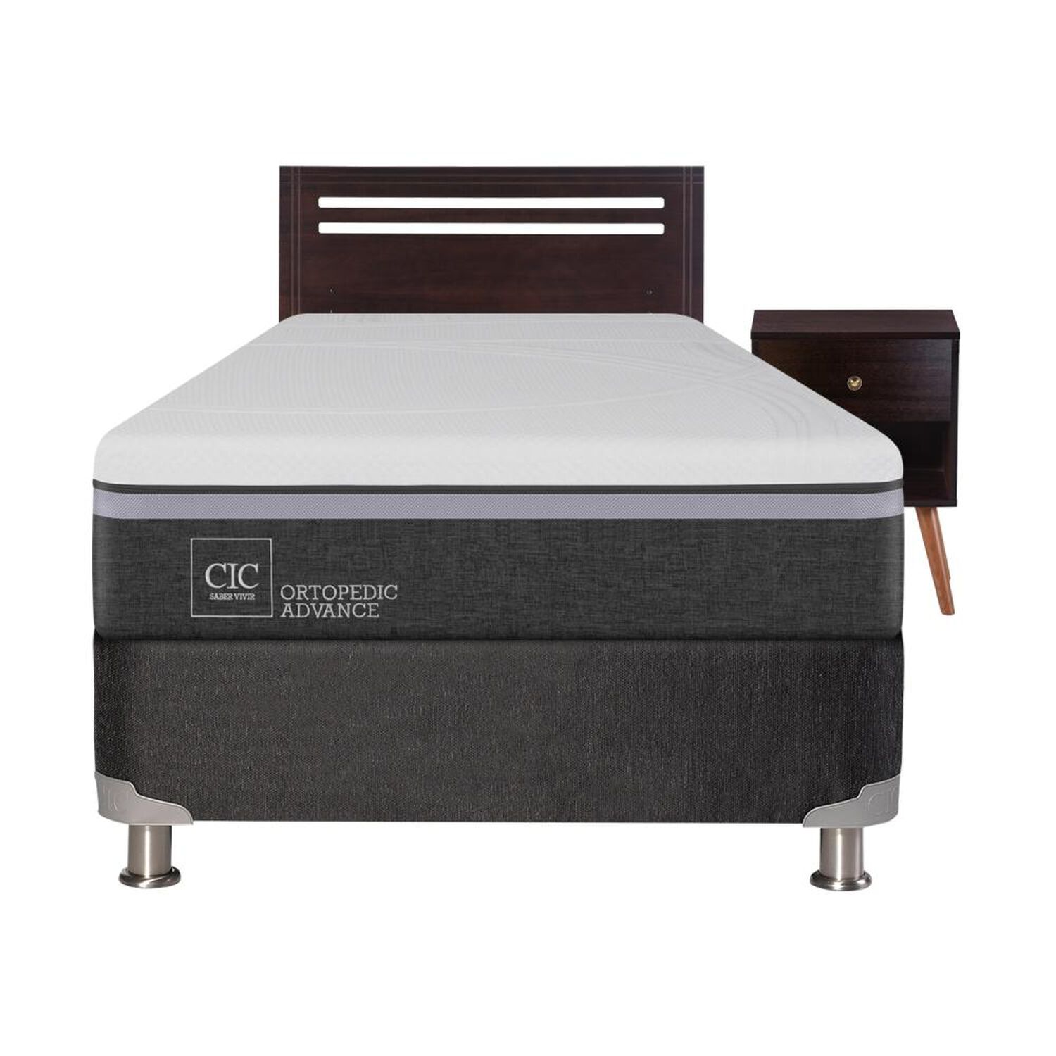 Box Spring Cic Ortopedic / 1.5 Plazas / Base Normal + Set De Maderas image number 0.0