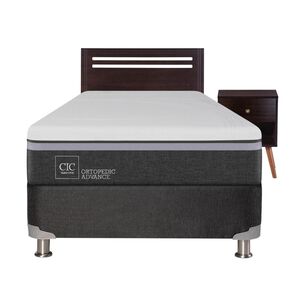 Box Spring Cic Ortopedic / 1.5 Plazas / Base Normal + Set De Maderas
