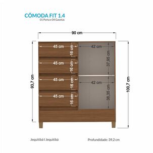 Cómoda Altavision Fit Jequi / 1 Puerta / 4 Cajones