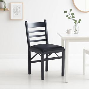 Silla Industrial Plegable Con Marco Negro Y Tapizado Sint&eacute;tico