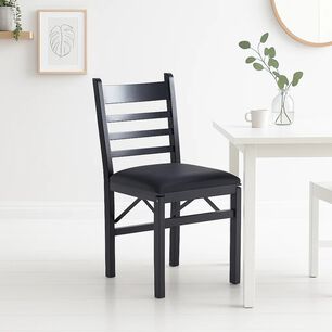 Silla Industrial Plegable Con Marco Negro Y Tapizado Sint&eacute;tico
