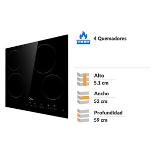 Encimera Vitrocer&aacute;mica Midea MC-6F6005R242 / 4 Quemadores