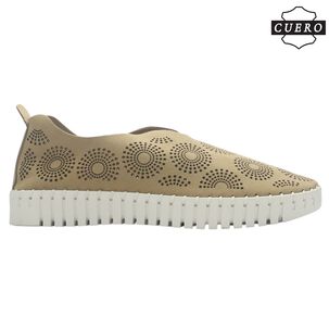 Zapato De Cuero Mujer Chalada Tren-1 Taupe Casual