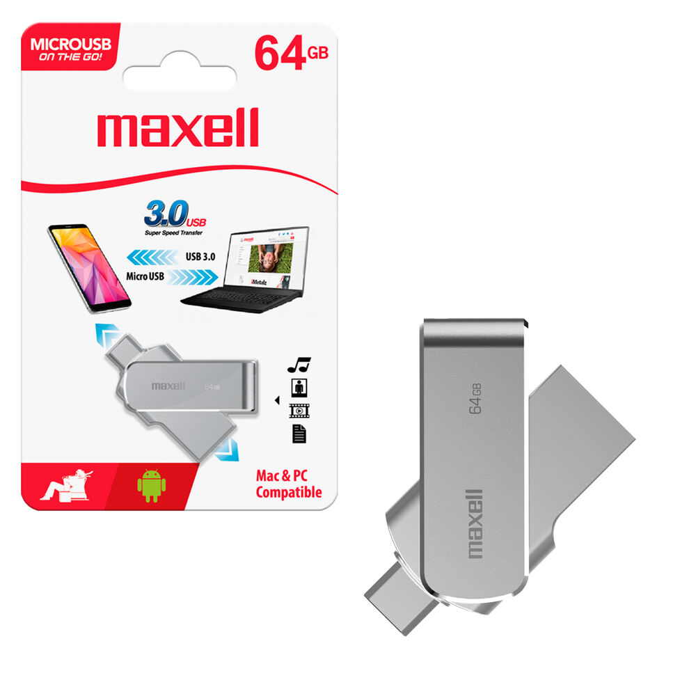 Pendrive Microusb Otg 3.0 64gb Maxell Compatible Mac Windows image number 0.0