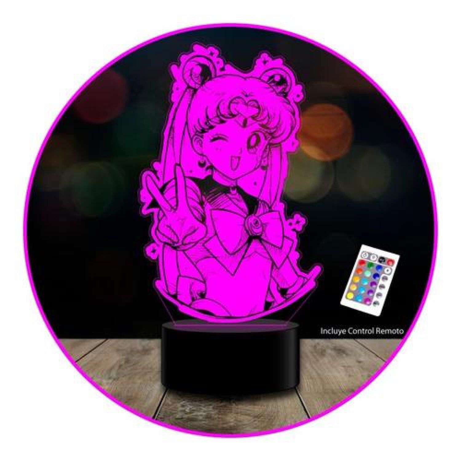 Lampara 3d Sailor Moon Serena Tsukino Control Remoto image number 0.0