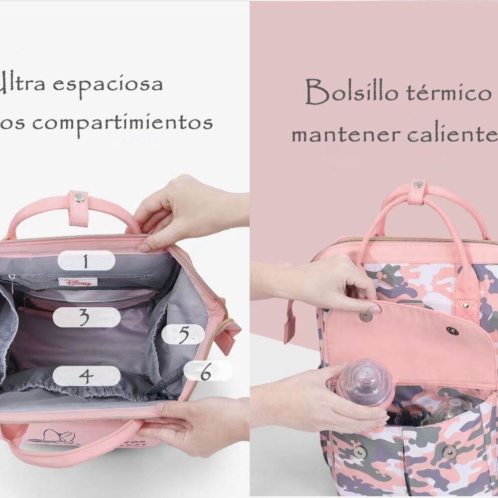 Mochila Pañalera Maternal Con Accesorios Rosada Lubabycas image number 5.0