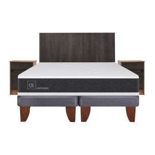 Cama Europea Cic New Ortopedic / 2 Plazas / Base Dividida + Set De Maderas