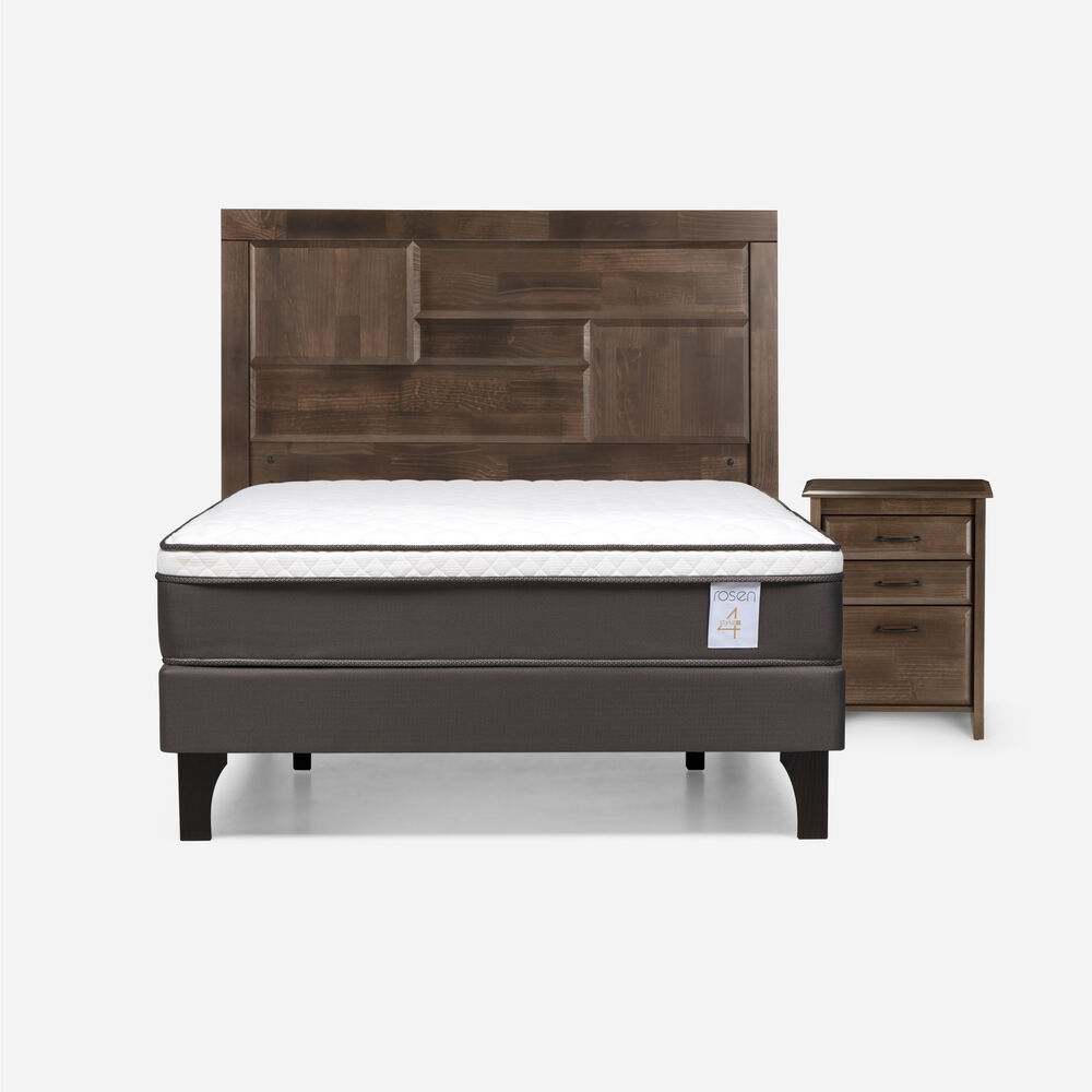Cama Europea Rosen New Style 4 Plus / Full / Base Normal + Set De Maderas image number 0.0
