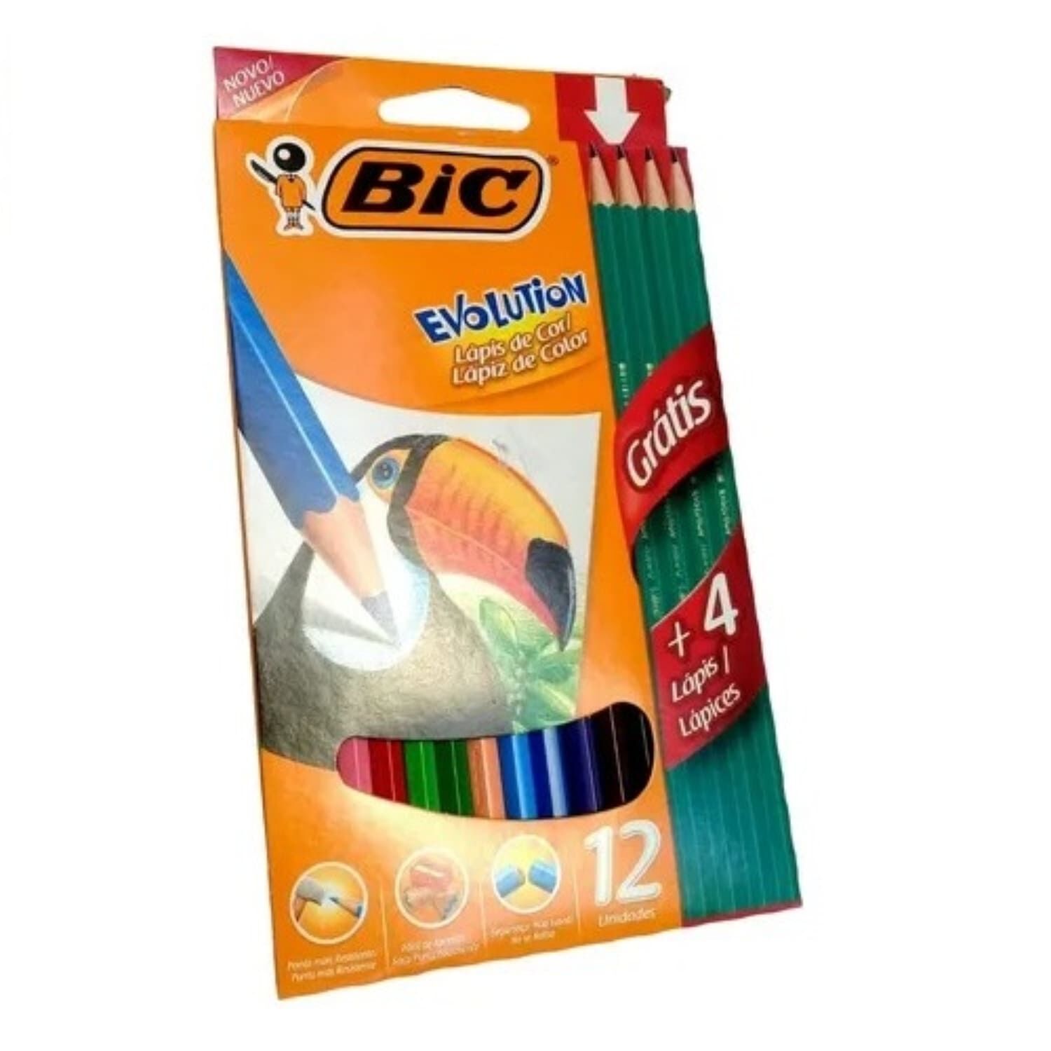 Pack X 4 L&aacute;pices De Colores Evolution 12 Unidades + 4 L&aacute;pices Grafito Bic image number 2.0