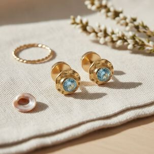 Aros Abridores Chat&oacute;n Circ&oacute;n 5mm N2 Oro 14k A Presi&oacute;n Beb&eacute; Ni&ntilde;a Primeros Aros