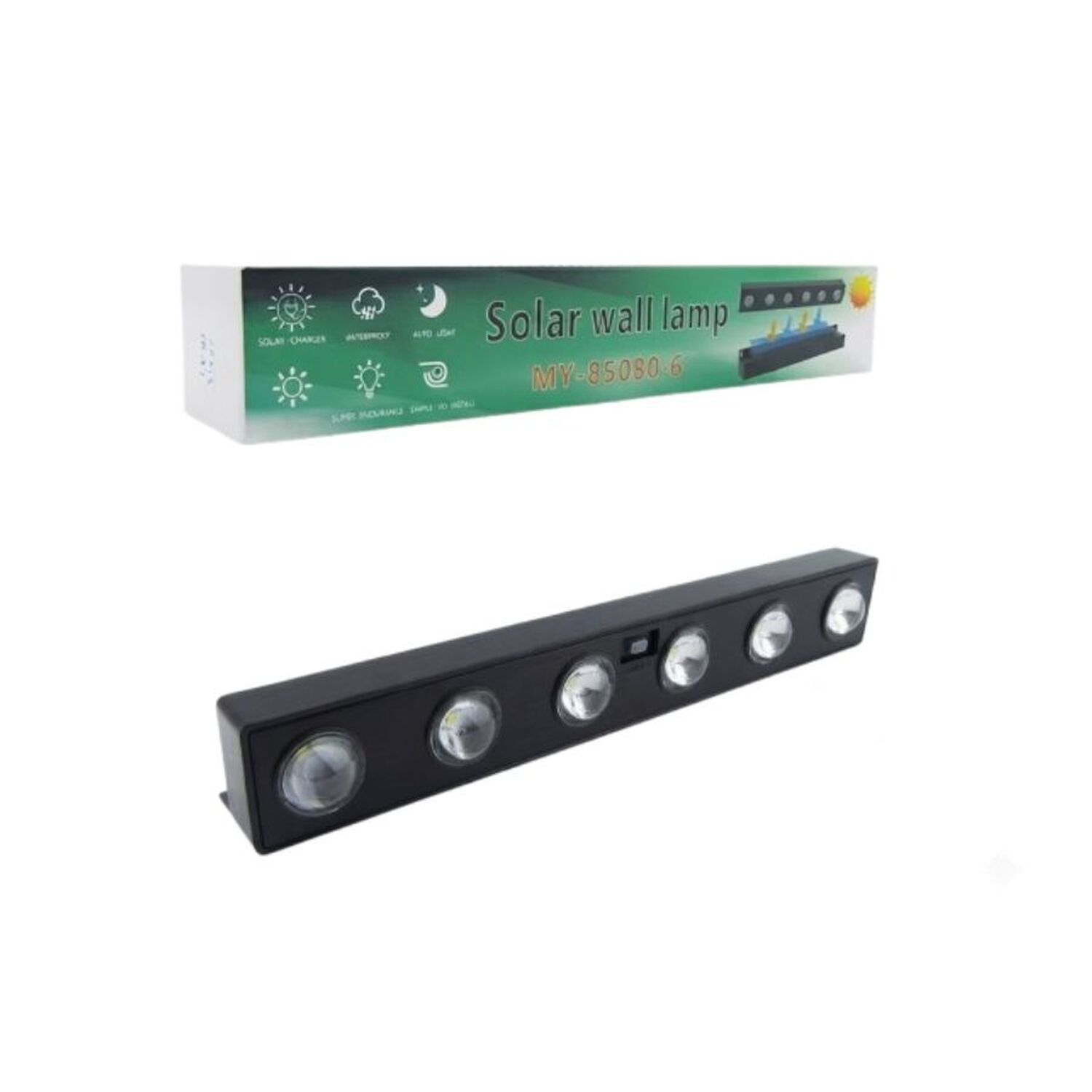 Luz Solar Led Exterior 6 Leds Aplique De Pared Impermeable Negro image number 0.0