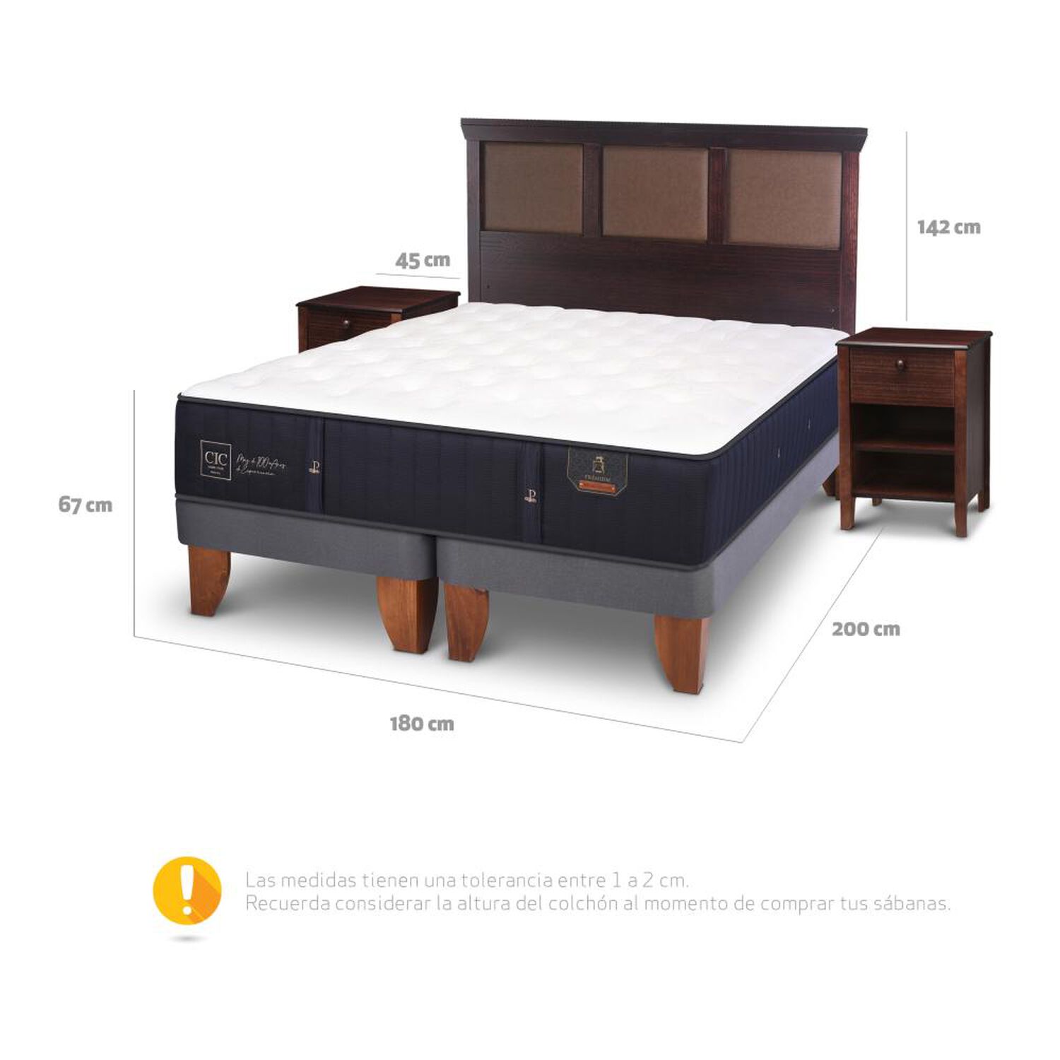 Cama Europea Cic Premium / King / Base Dividida + Set De Maderas image number 4.0