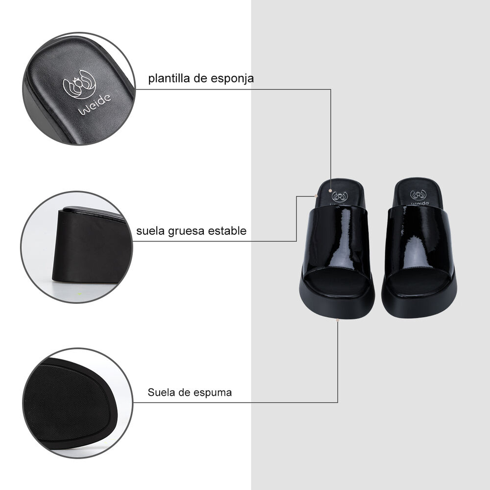 Sandalia Casual Plataforma Negra Mujer Weide Qiu330 image number 5.0