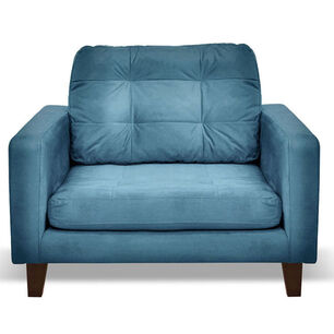 Sofa Napoles 1 Cuerpo Tela Velvet Azul Petroleo