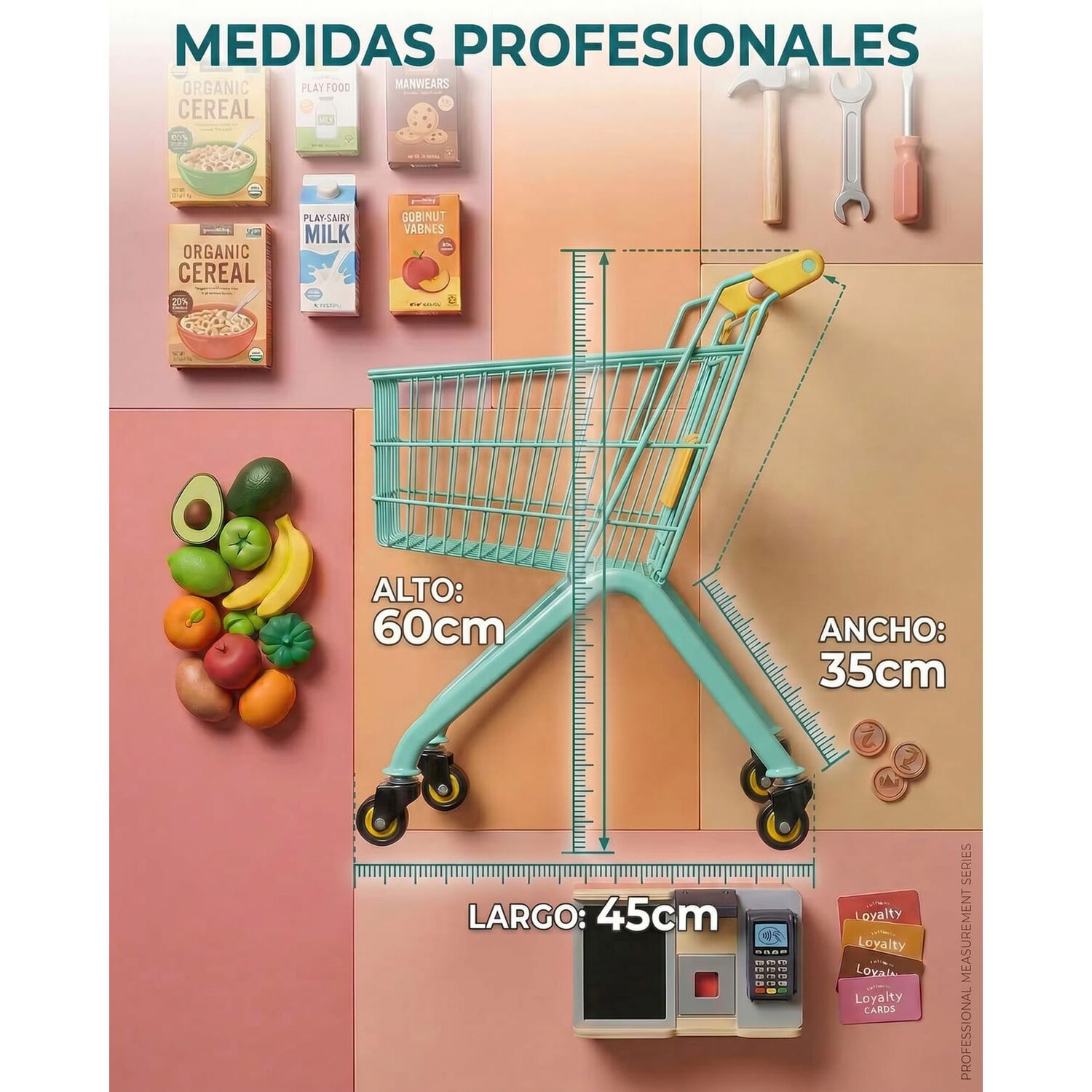 Carro De Supermercado Infantil De Metal Juguete image number 25.0