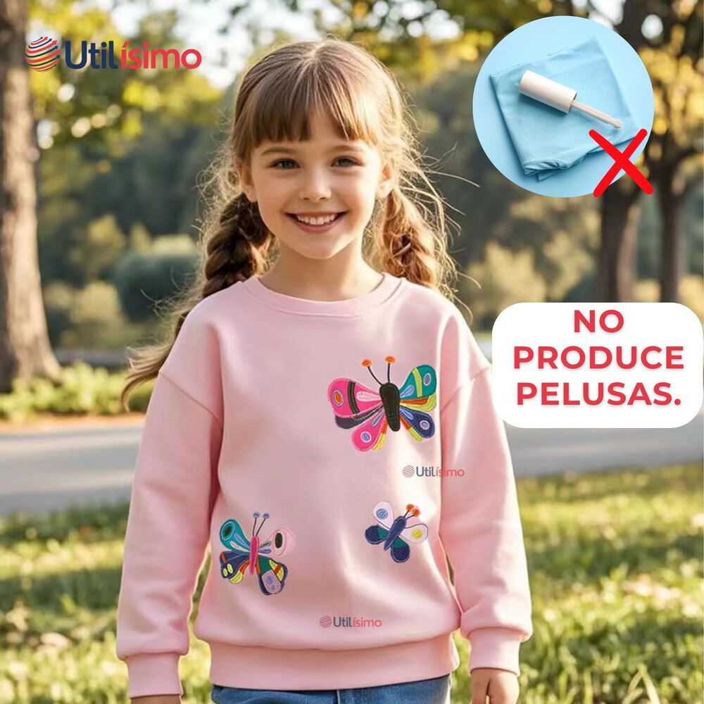 Poler&oacute;n Ni&ntilde;a Manga Larga 100% Algod&oacute;n Rosa Mariposa image number 6.0