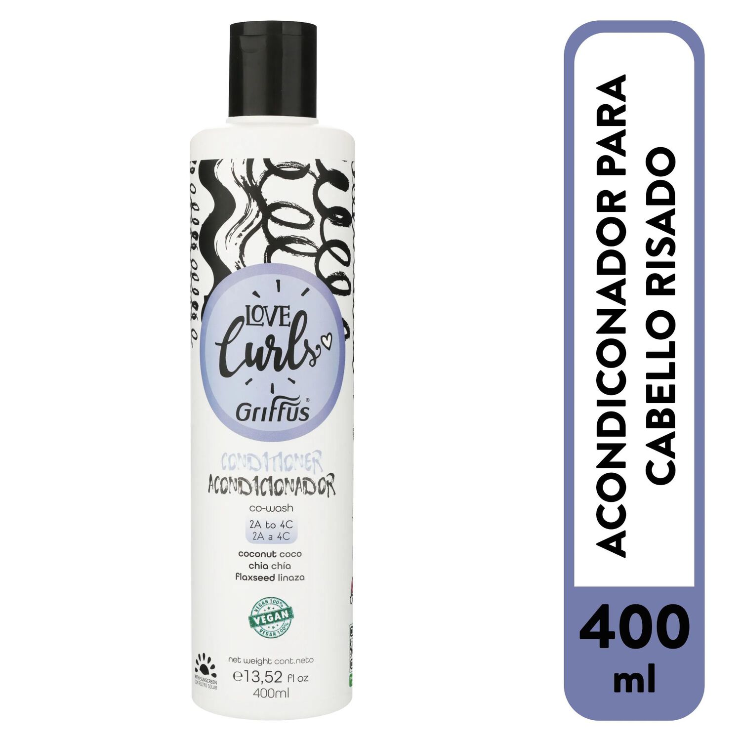Acondicionador Amo Cachos 400ml Griffus image number 2.0