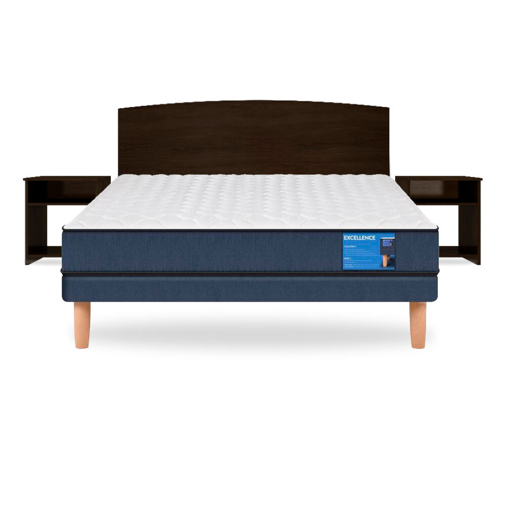 Cama Europea Cic Excellence / 2 Plazas / Base Normal + Set de Maderas Dakar image number 0.0