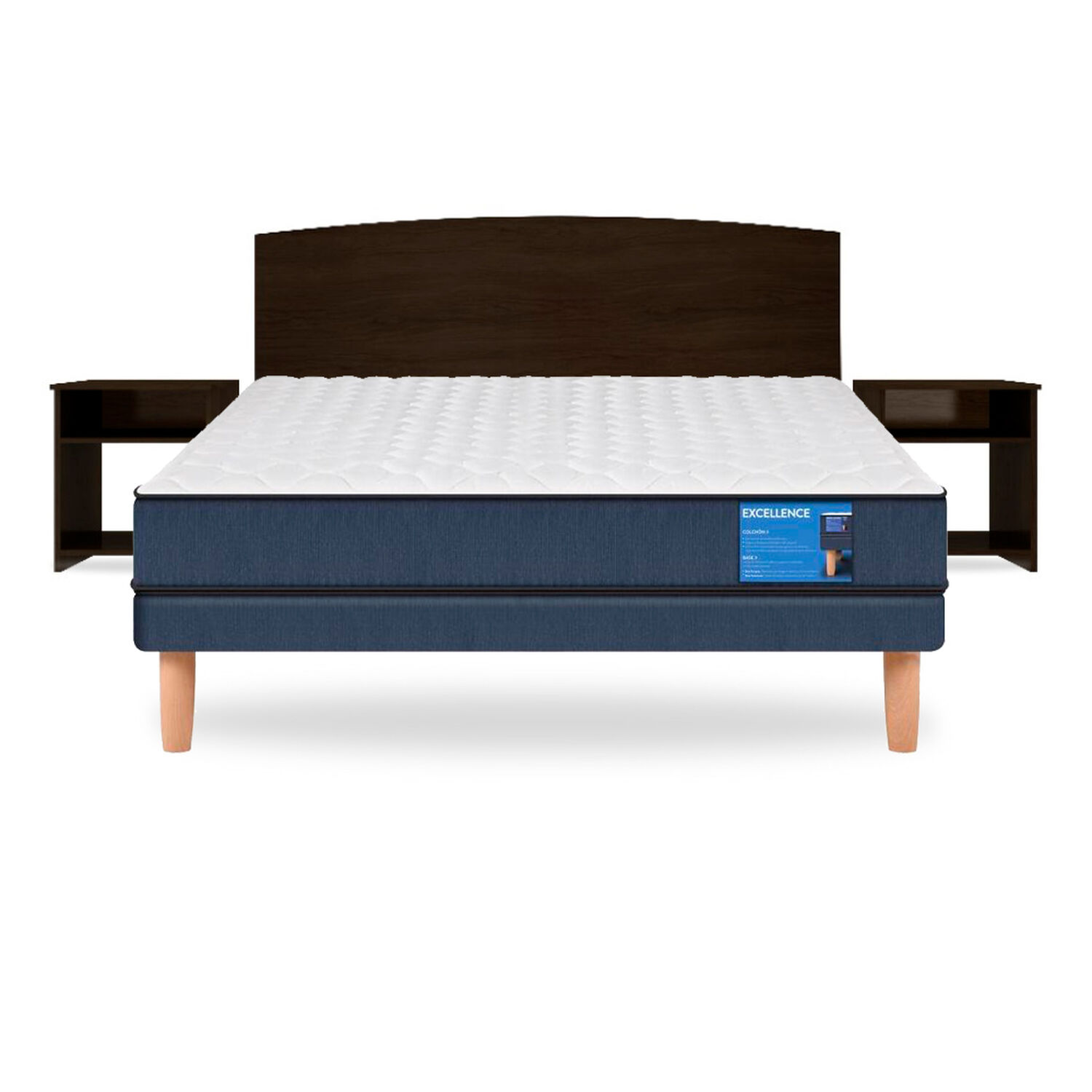 Cama Europea Cic Excellence / 2 Plazas / Base Normal + Set de Maderas Dakar image number 0.0