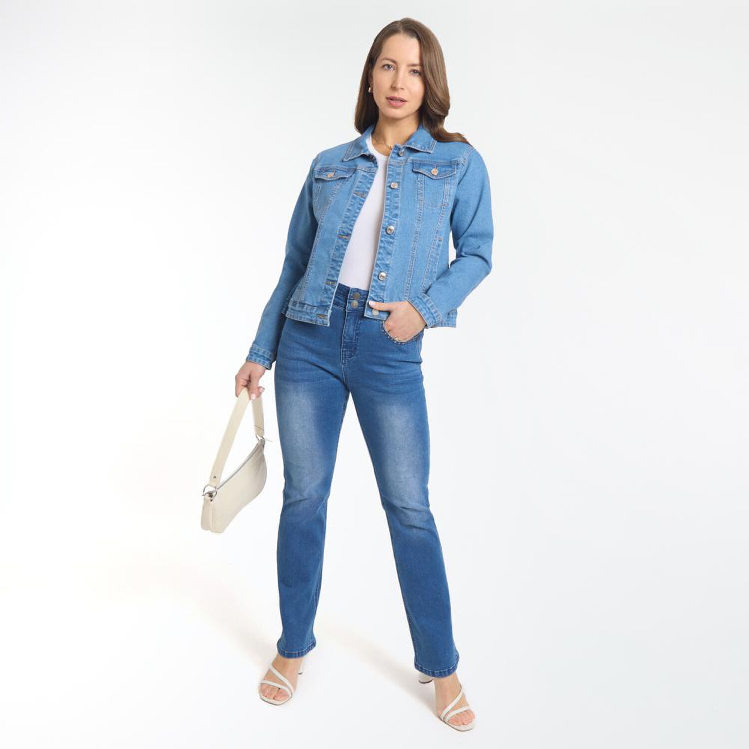 Jeans Brillos Tiro Alto Flare Mujer Geeps image number 1.0