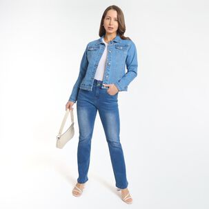Jeans Brillos Tiro Alto Flare Mujer Geeps