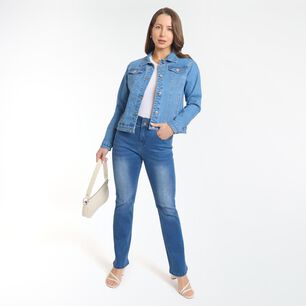 Jeans Brillos Tiro Alto Flare Mujer Geeps