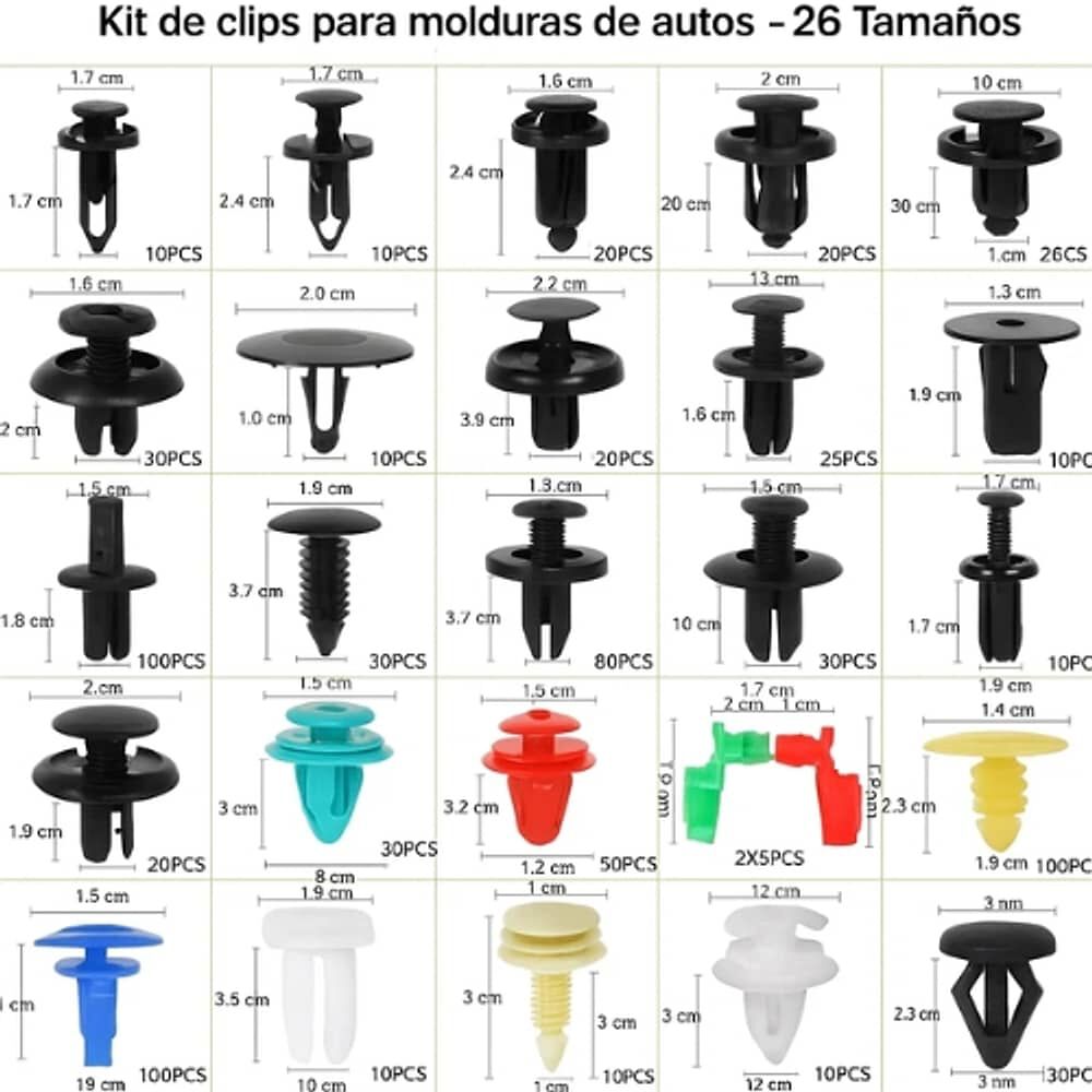 Kit 725 Piezas Clip Broche Retenci&oacute;n Auto Fijaci&oacute;n Tapabarro image number 4.0