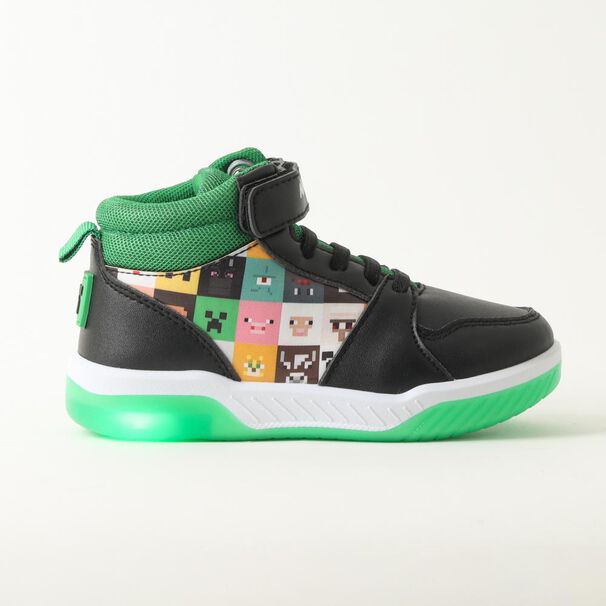 Zapatilla Infantil Con Luces Ni&ntilde;o Minecraft Negro