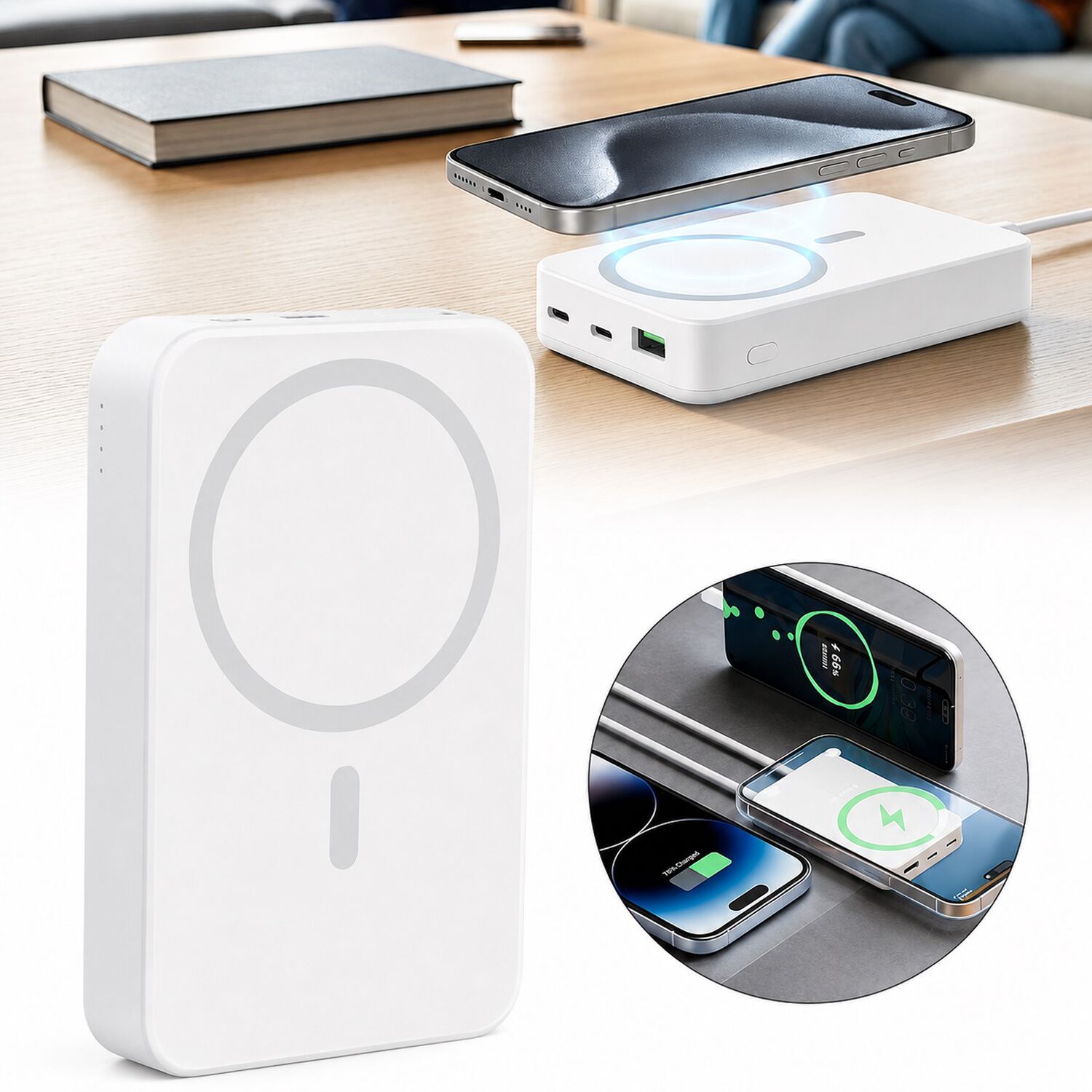 Bater&iacute;a Externa Power Bank Magn&eacute;tica Inal&aacute;mbrica De 10000 Mah image number 1.0