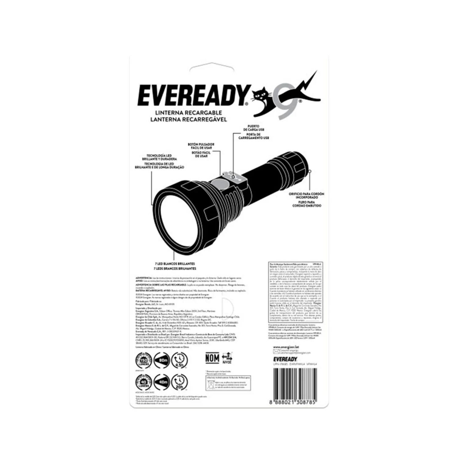 Linterna Led Recargable Usb 60lm Negro image number 1.0