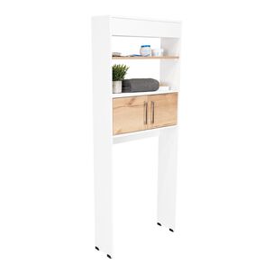 Estante Wc 2 Puertas 3 Repisa Fm-008b Blanco Y Caf&eacute; Claro