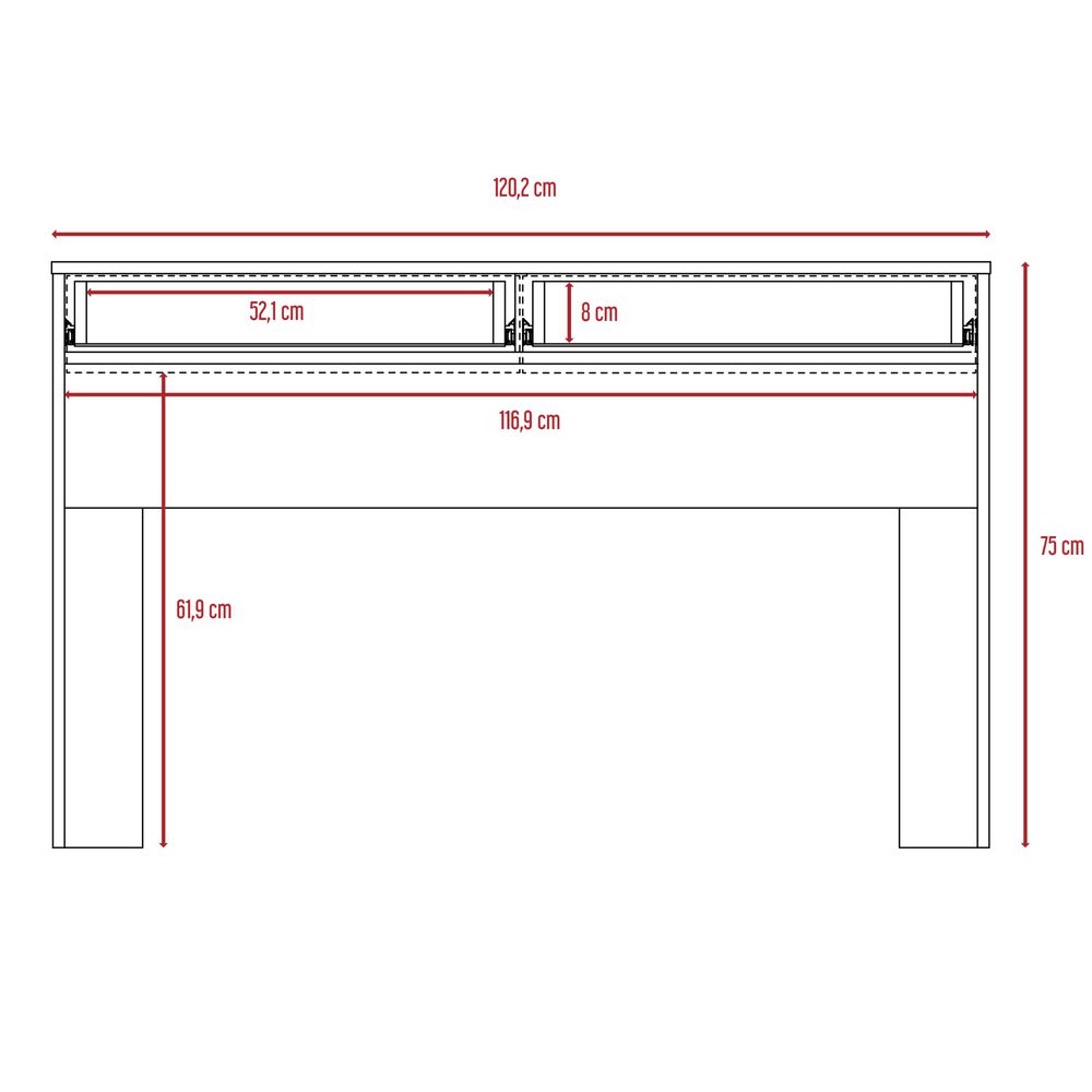 Escritorio Moderno Con 2 Cajones 75x120x45 Cm Negro image number 7.0