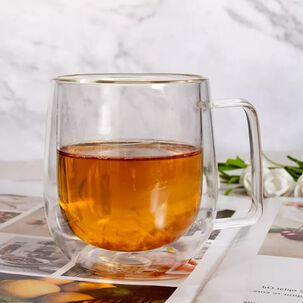 Set 4 Tazas Mug De Vidrio Doble Pared 300 Ml Simplit