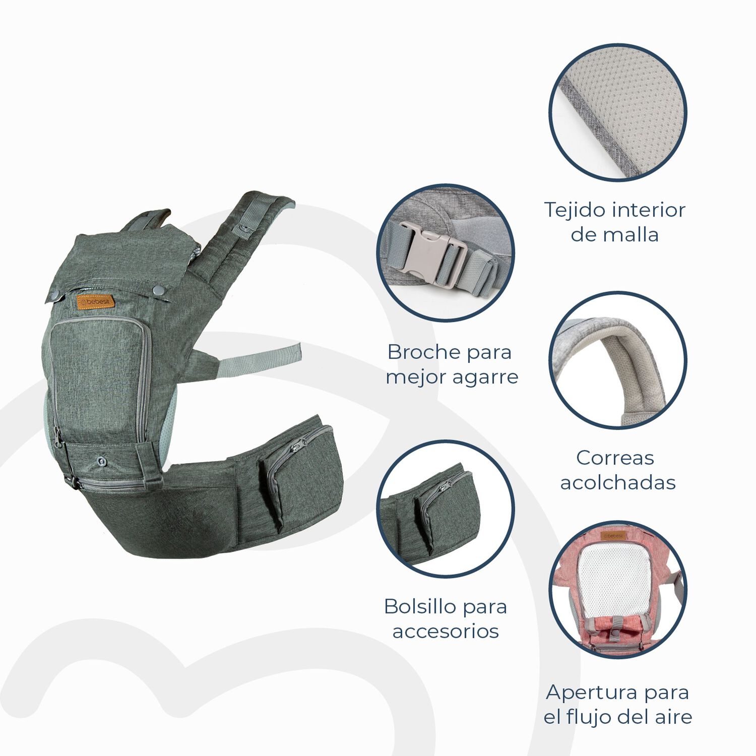 Porta Bebe Arn&eacute;s Con Asiento Cuidados Cadera Hip Seat Gris image number 5.0