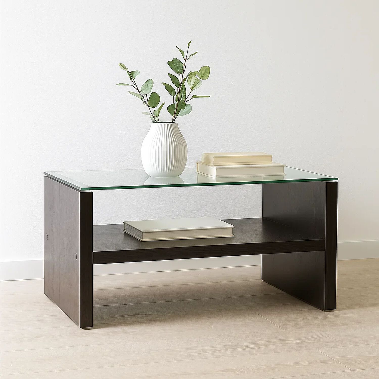 Mesa De Centro Moderna Madera Walnut Wood Vidrio image number 1.0