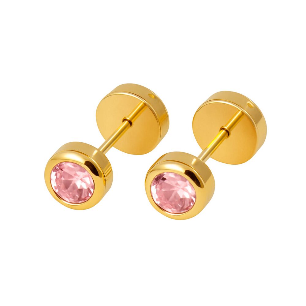 Aros Abridores Punto De Luz 4 Mm Oro 18k Con Circ&oacute;n Y Tope A Presi&oacute;n image number 0.0