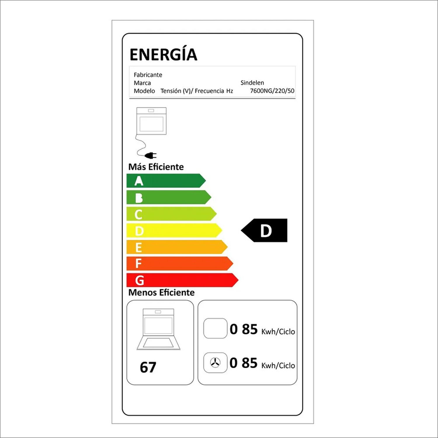 Horno El&eacute;ctrico Empotrable Air Fryer Sindelen He-7600ng image number 3.0