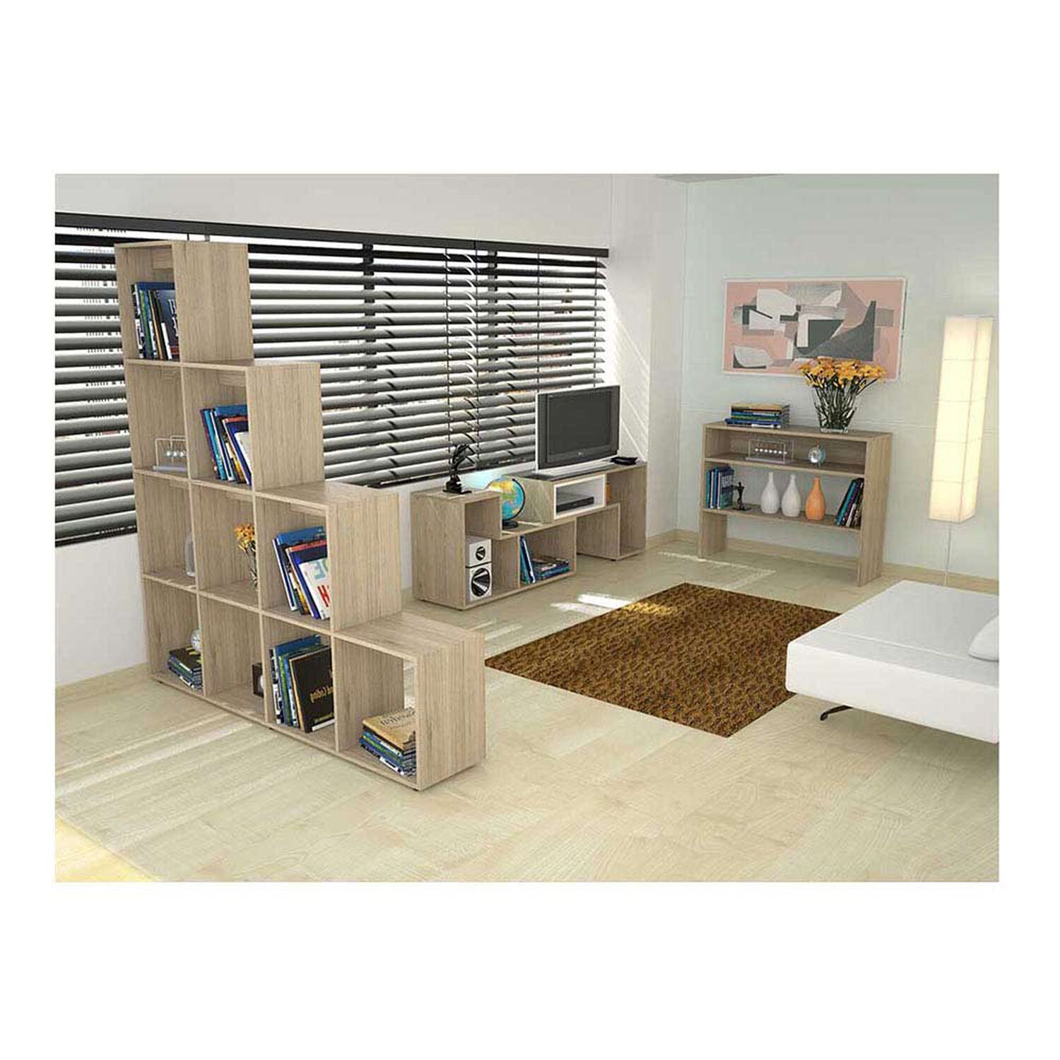 Combo Rack Extensible Biblioteca Cubo + Arrimo Tuhome Beijing image number 0.0
