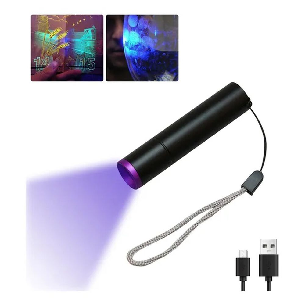 Linterna Tipo Lapiz Led Luz Uv Ultravioleta Laser Recargable Usb De Bolsillo image number 1.0