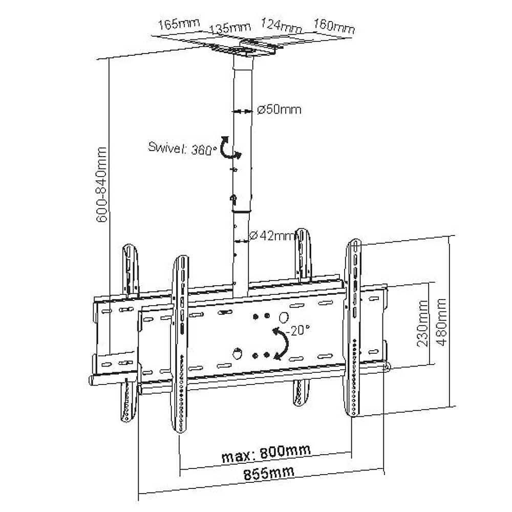 Soporte Tv Techo Dual 2 Tvs 32" A 90" 160kg Alta Carga image number 4.0