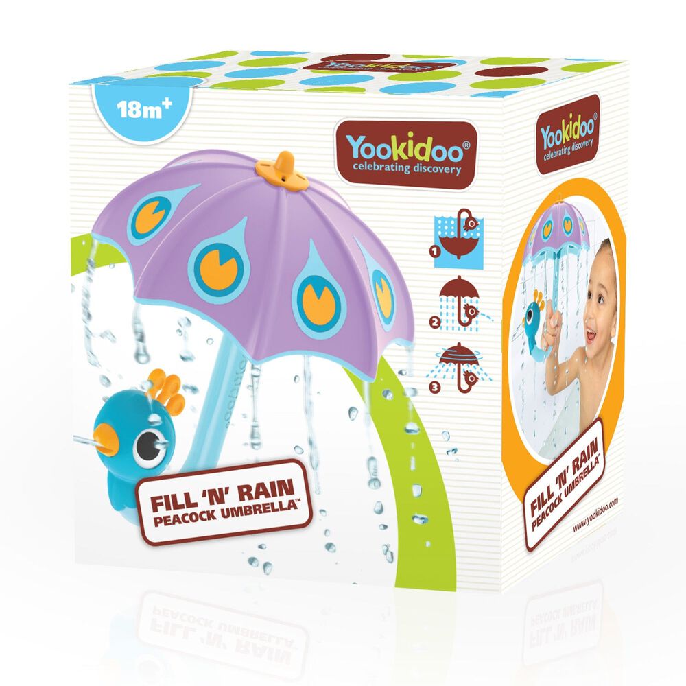 Juego De Ba&ntilde;o Paraguas Pavo Real Purpura Infantil Beb&eacute; Ni&ntilde;o Ni&ntilde;a Tina Yookidoo image number 2.0