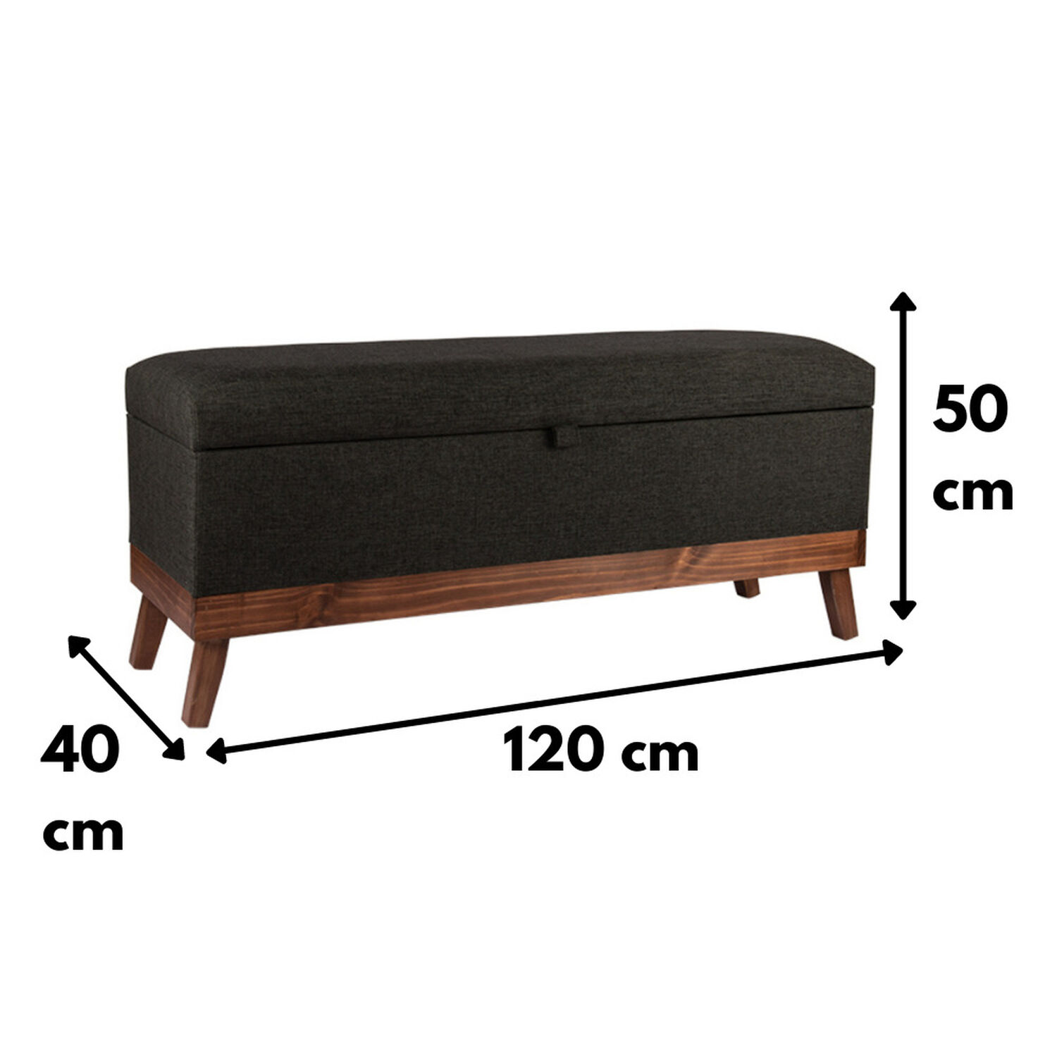 Banqueta Con Ba&uacute;l Incy Grafito Delta 120x40x50 Cm M&aacute;xima Design image number 3.0