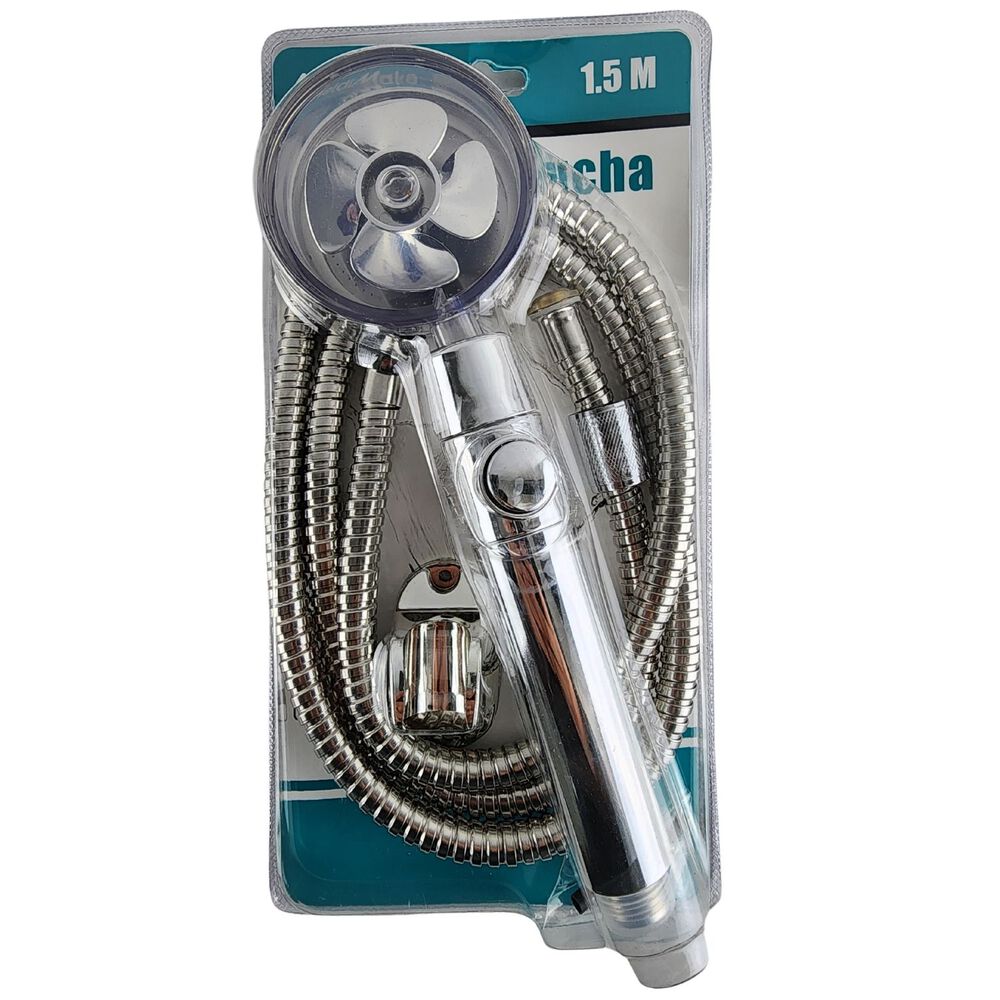 Set Cabezal Ducha Base Manguera 150cm 3 Modos Interruptor image number 9.0
